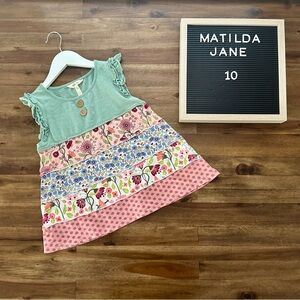 NEW Matilda Jane Happy & Free Bungalow Tunic 10 Green Pink Floral Sleeveless